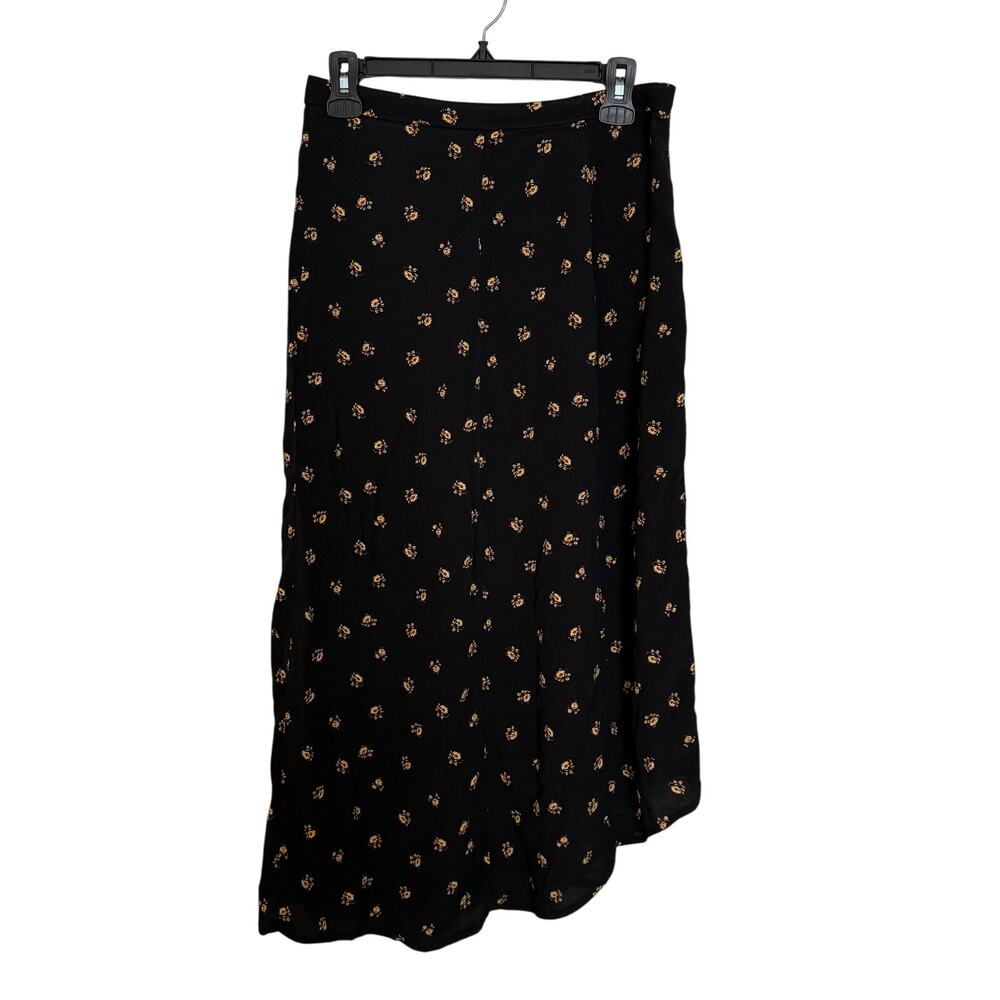 Abercrombie & Fitch Skirt Women’s SP Black Micro Floral Asymmetrical Button Maxi - Picture 5 of 6